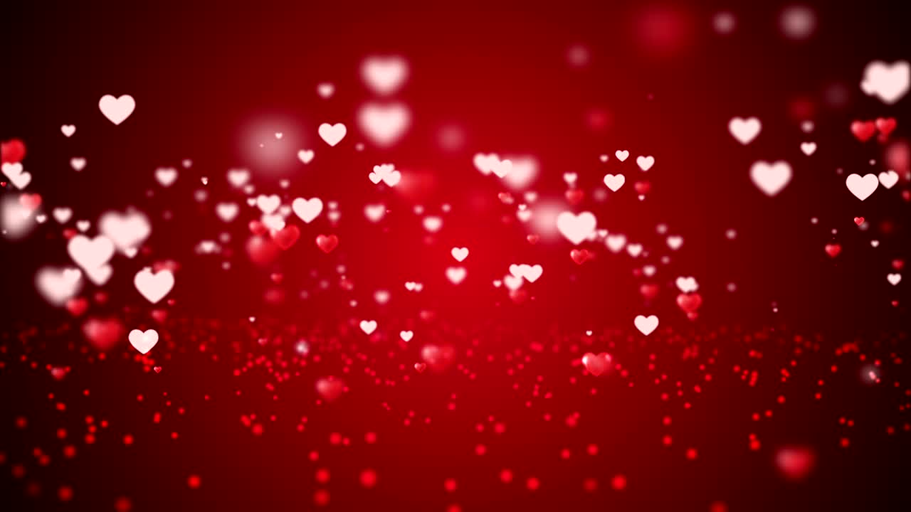 partículas de corazones voladores el día de san valentín fondo abstracto 4k