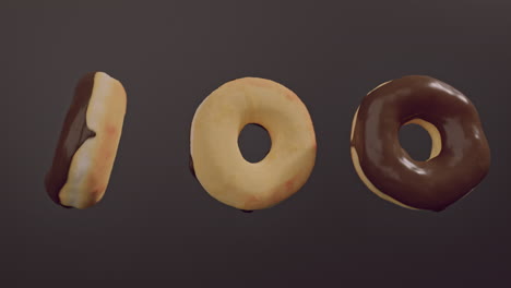 chocolate glaze donuts on a dark background