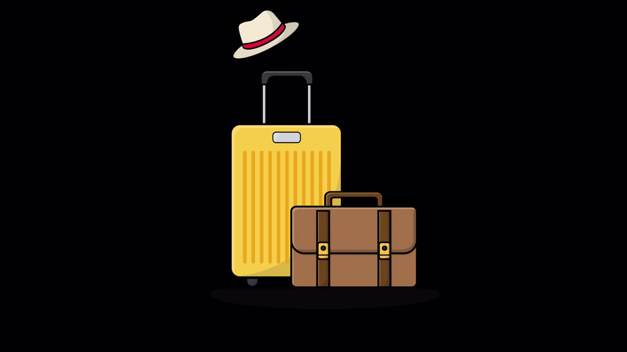 Animated Illustration of Travel Suitcase, Briefcase, and Hat | Premium ...