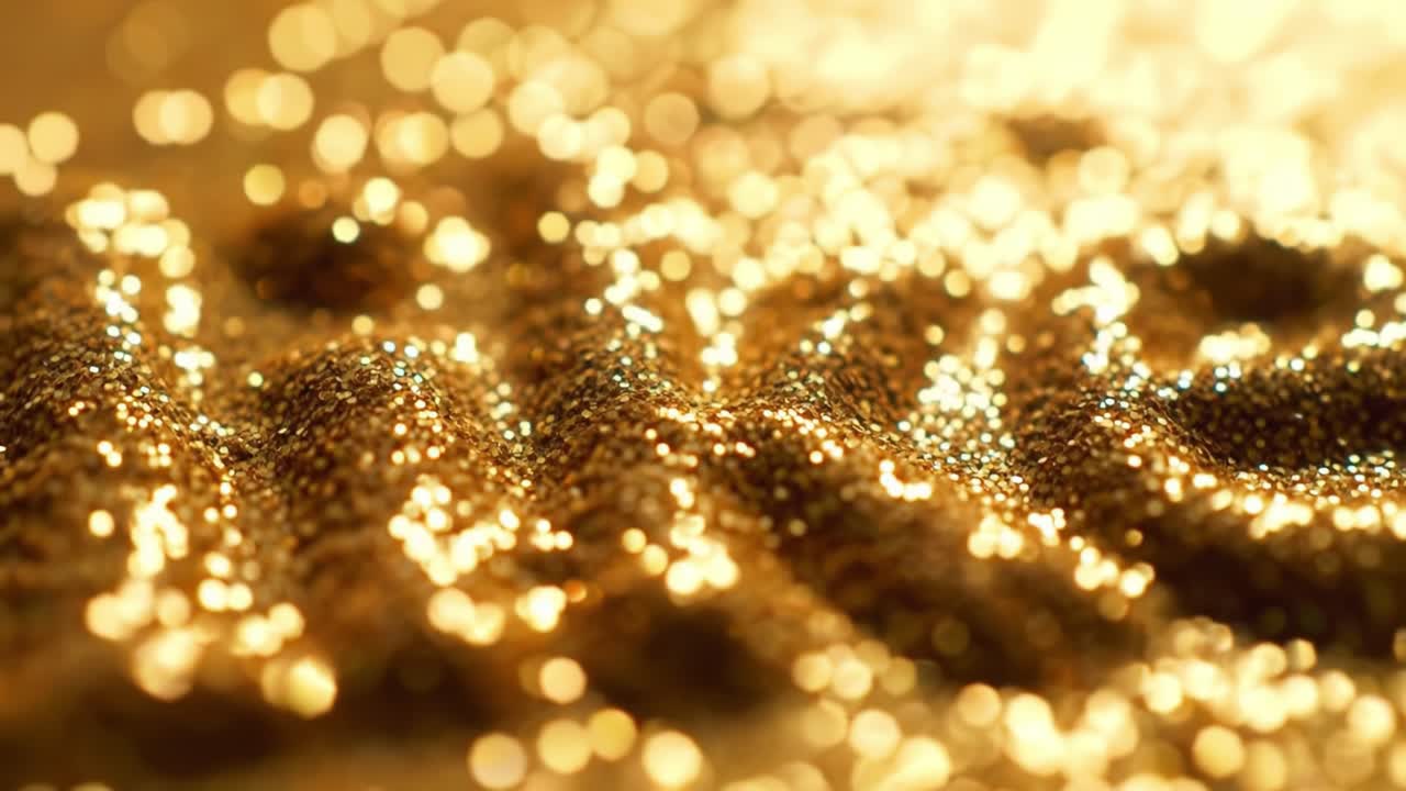 Captivating close-up captures golden shimmer that enhances textures and patterns with mesmerizing reflections and light play. Experience the beauty of brilliance.