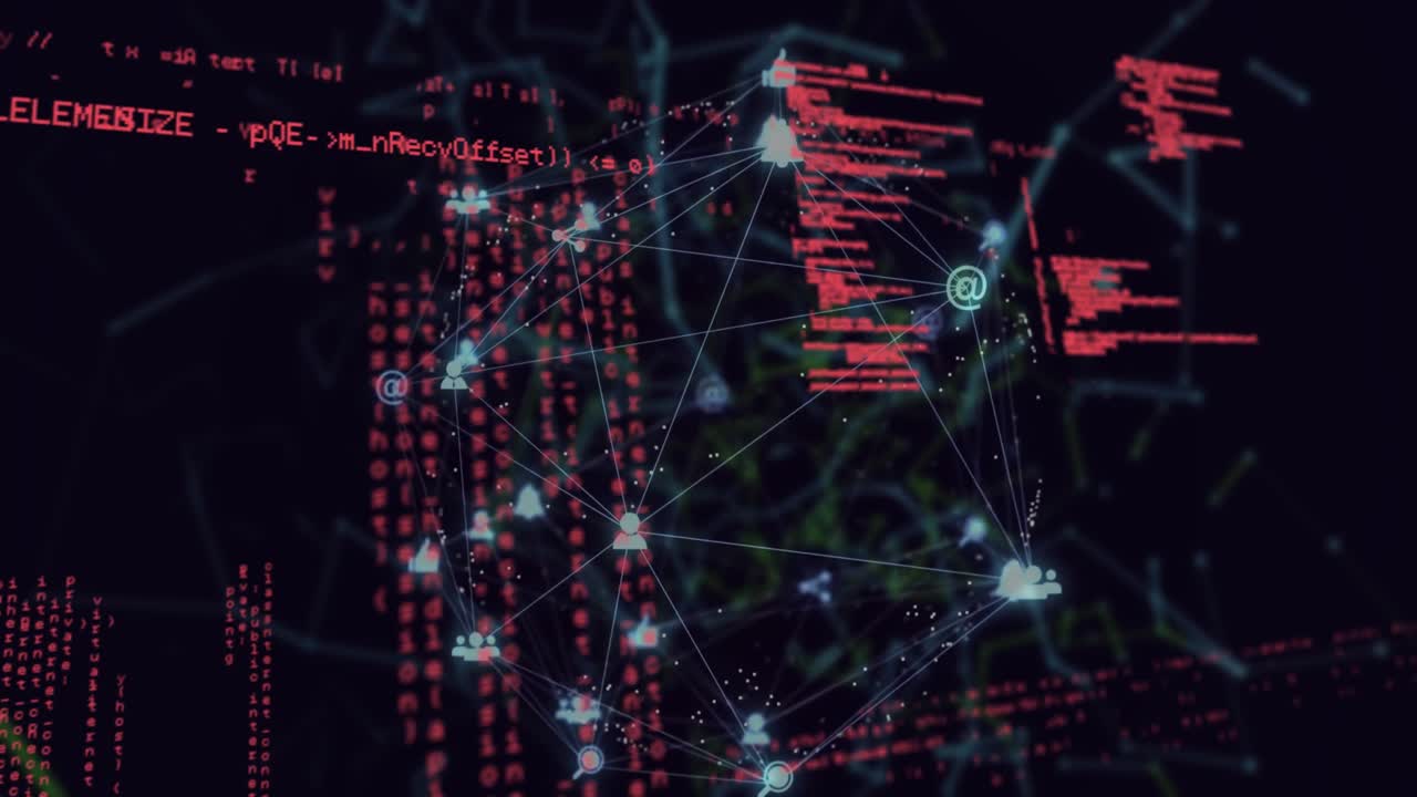 animación del globo con red de conexiones y procesamiento de datos