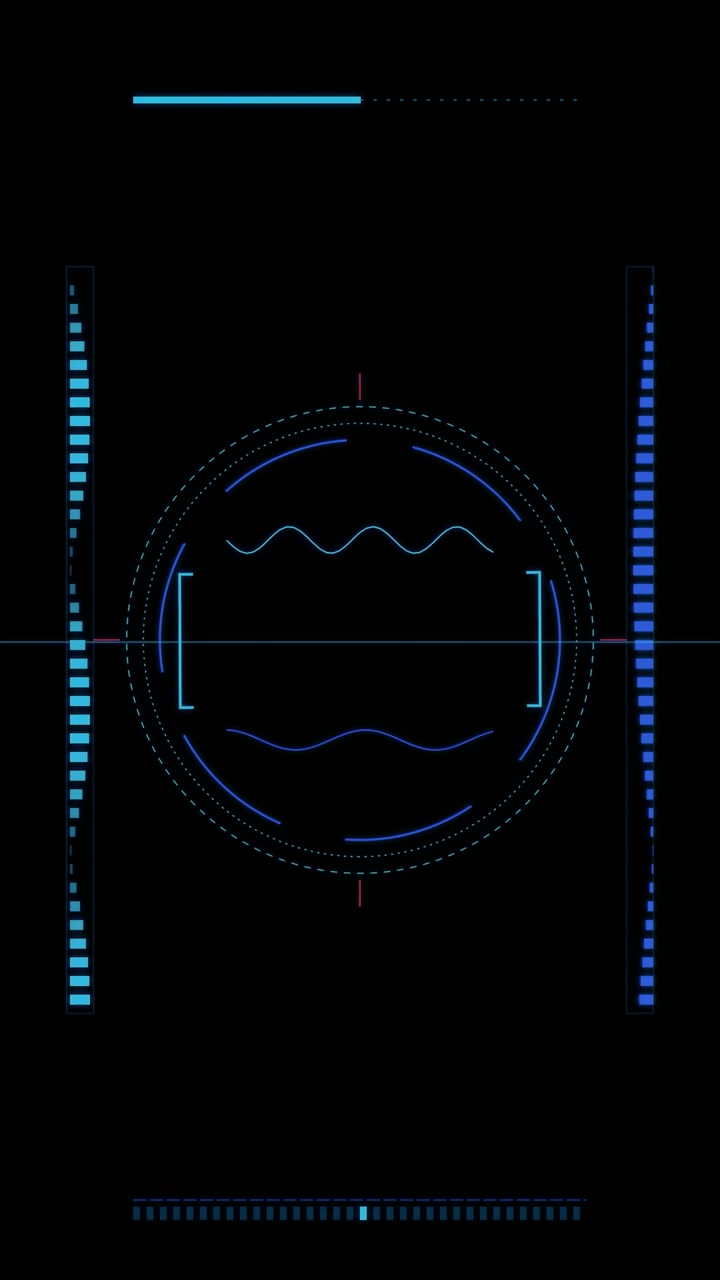 Futuristic Digital HUD Interface with Rotating Circular Elements