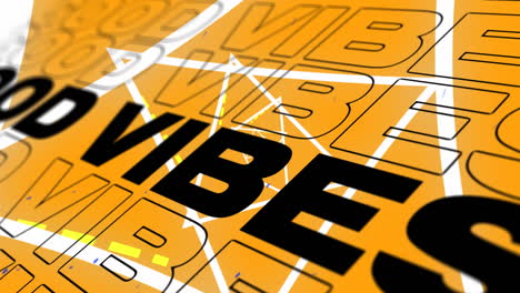 digital animation of good vibes text against abstract shapes moving on orange background