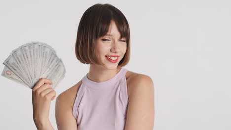 Young-woman-waving-banknotes