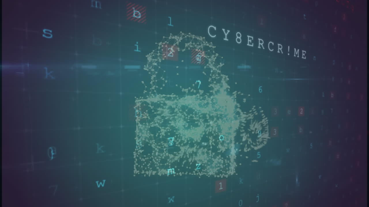 animación del procesamiento de datos de ciberseguridad contra un fondo rosado.