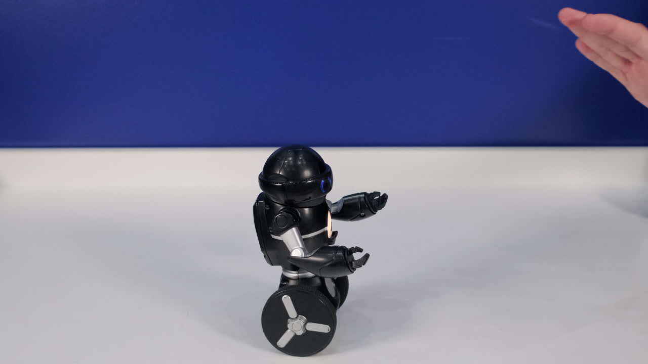 작은 로 장난감을 멈추는 손