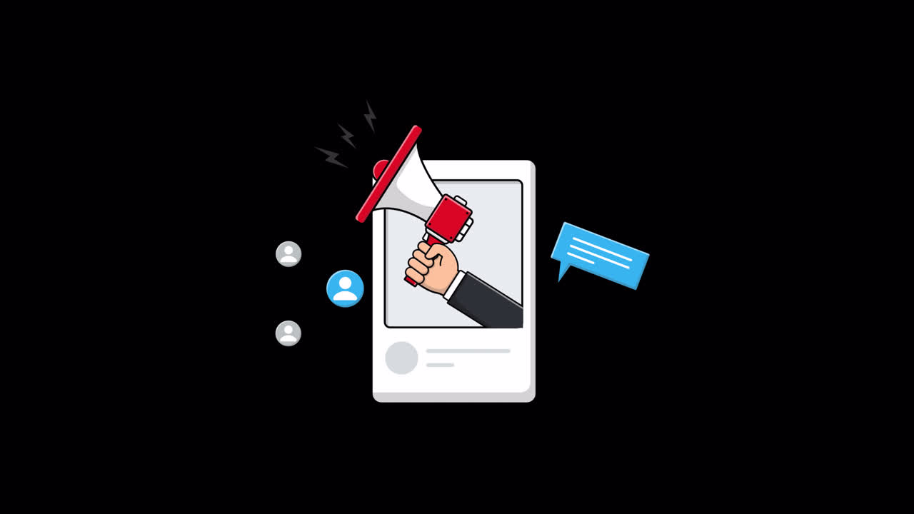 Animated Social Media Promotion with Megaphone and Audience
