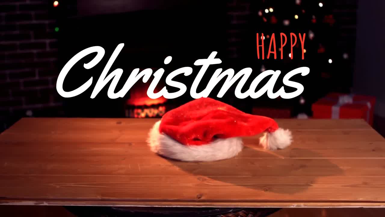 산타 모자 4k에 대한 행복한 크리스마스 문자