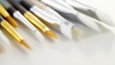 close-up of various paint brushes