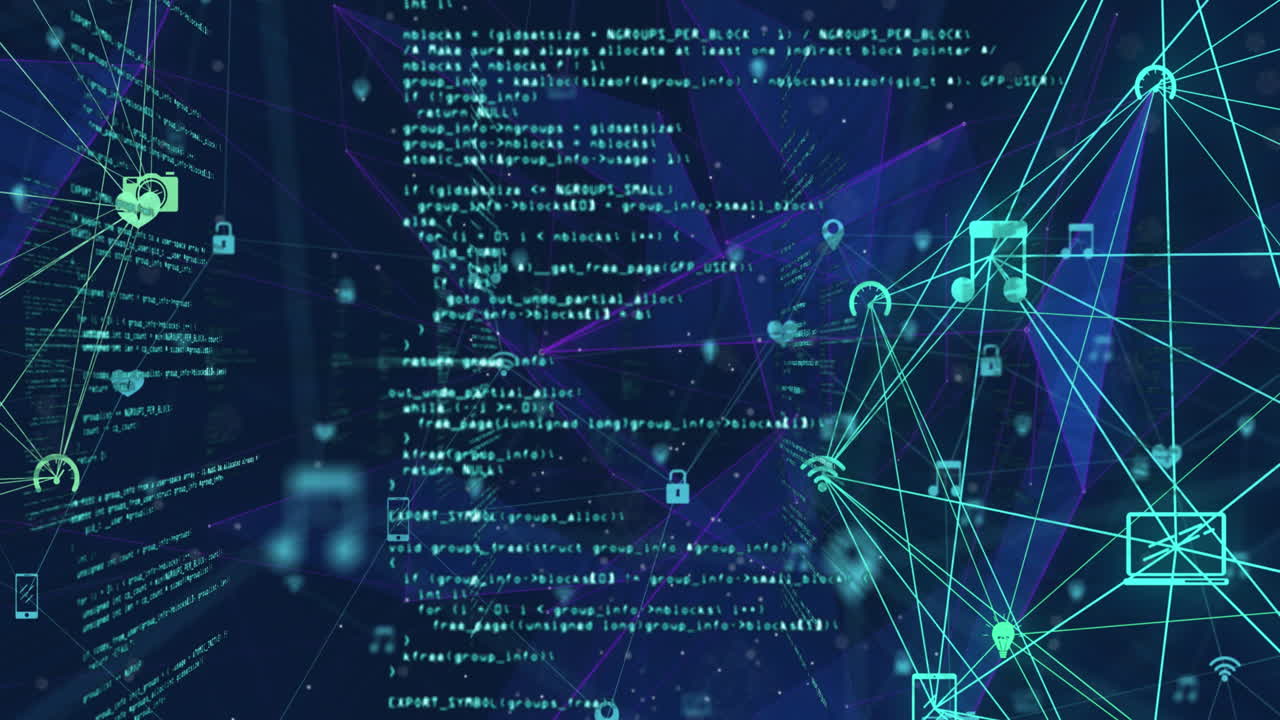 Animation of network of connections on black background