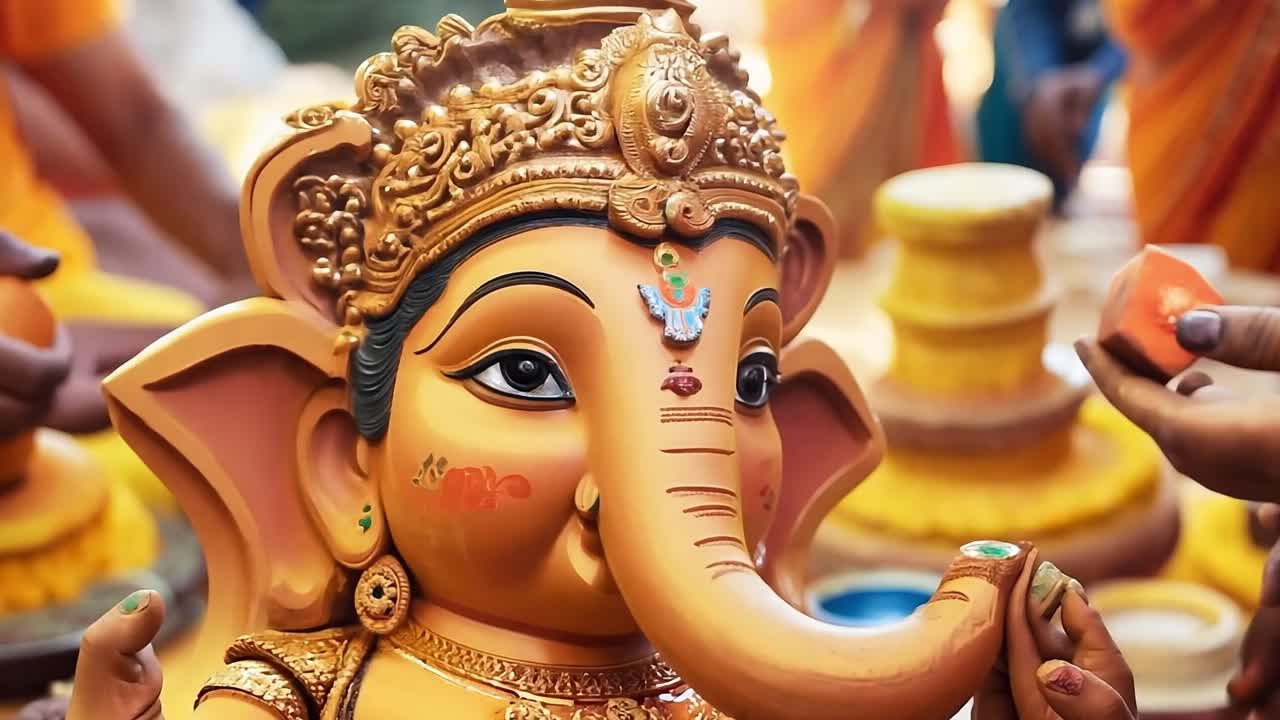 haciendo una estatua de ganesha