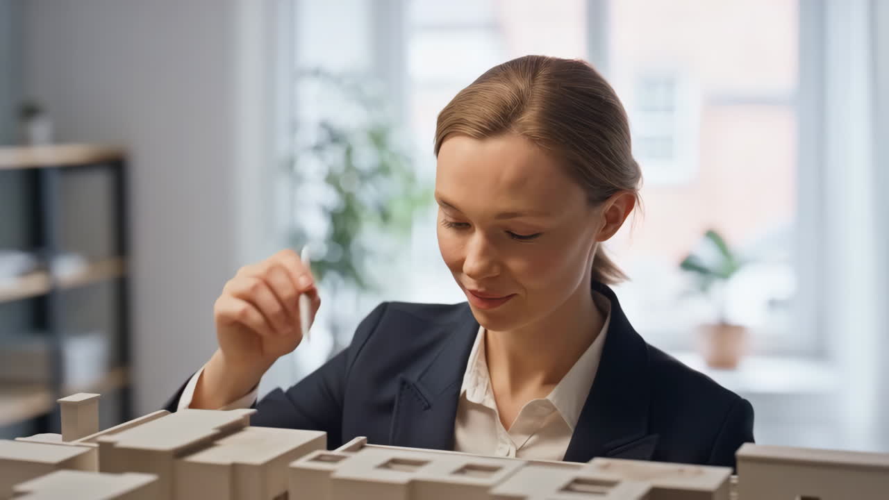 An architect works on an urban planning model