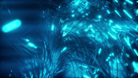 líneas y partículas azules brillantes abstractas