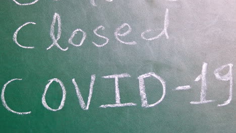 School-Closed-due-to-coronavirus-notice-on-the-green-board-written-with-chalk-at-the-school
