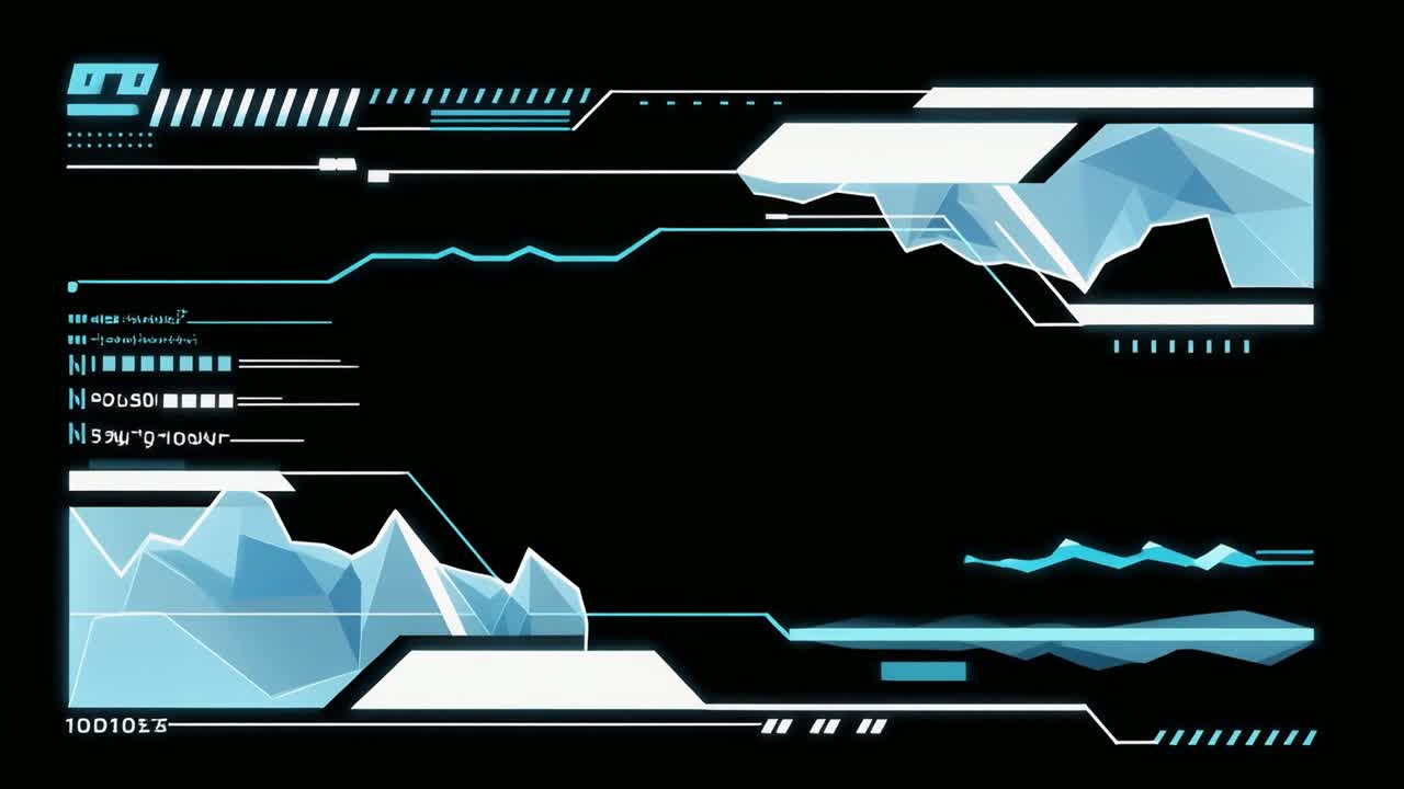 Animated Futuristic HUD Display with Data and Graphs