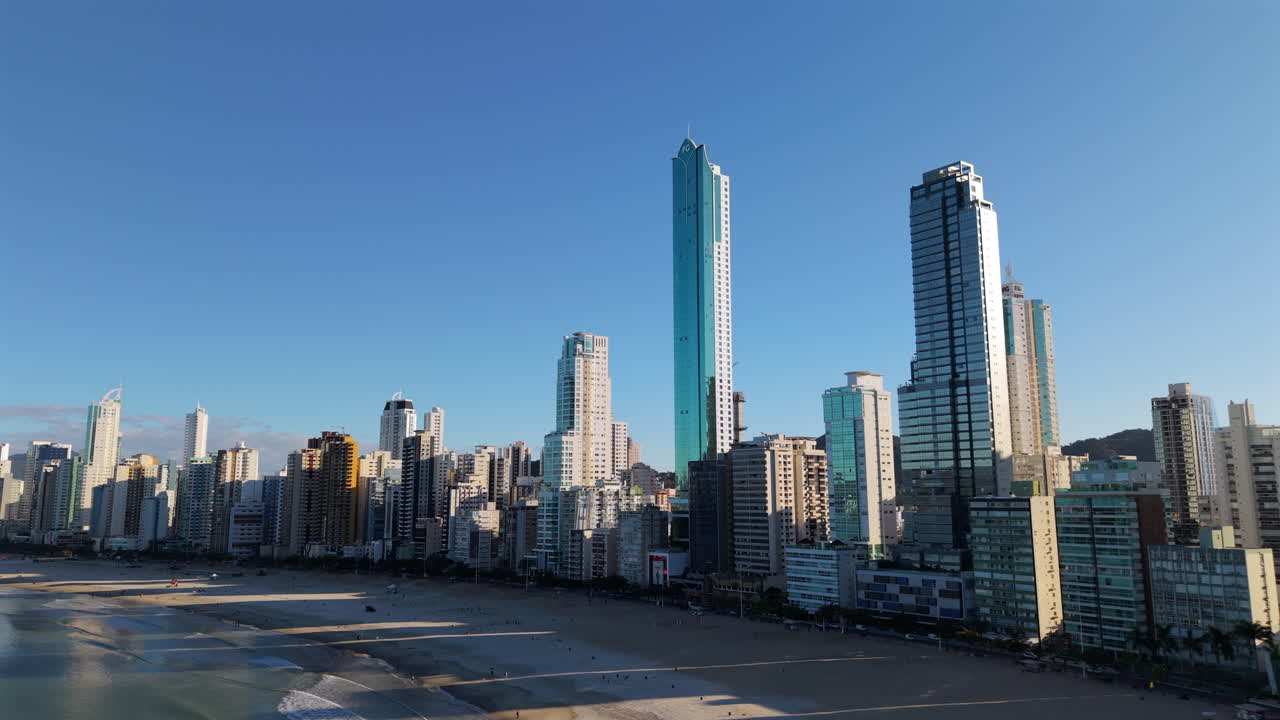 Beautiful aerial panorama about the modern skyscrapers and coastal area of Balneário Camboriú, Santa Catarina, Brazil