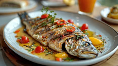 grilled sea bass with tomatoes and herbs