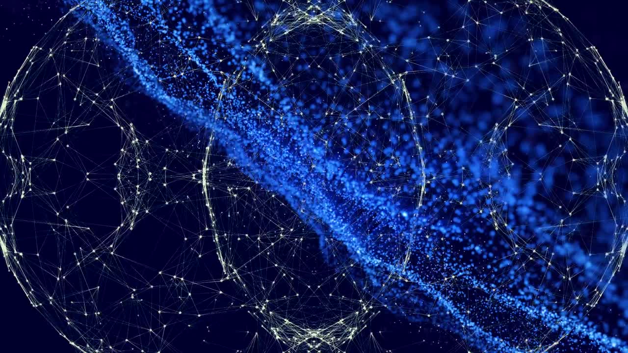 Animazione di una rete blu su reti di connessioni