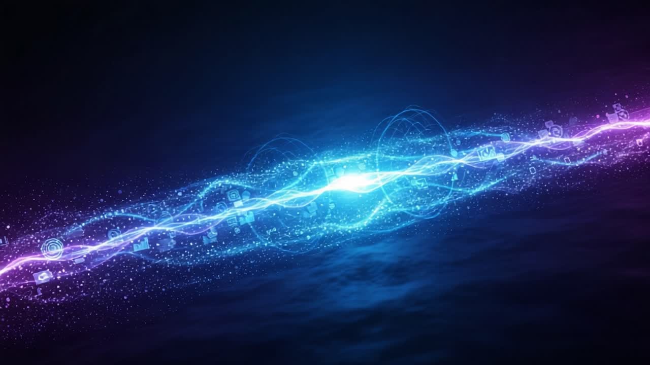 Abstract Digital Energy Wave: A Stunning Visual of Light and Technology in Motion, Representing Connectivity and Innovation Through Pulsating Vivid Colors and Patterns