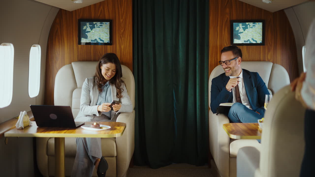 Business Travelers in a Private Jet