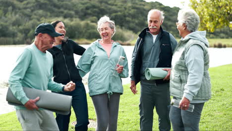 Group of Active Seniors Exercising Together in a Park