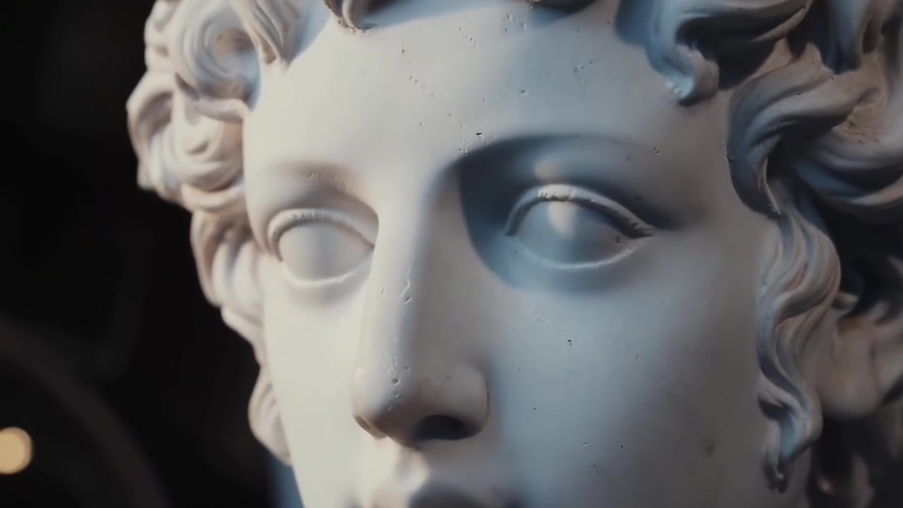 Primo piano di un busto classico con luce e ombra dinamiche
