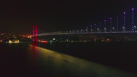 istanbul bosphorus bridge drone footage at night during covid lockdown, jk01