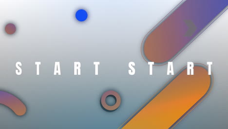 animation of start text banner and abstract shapes against grey gradient background