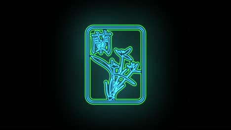 neon japan flowers and symbols