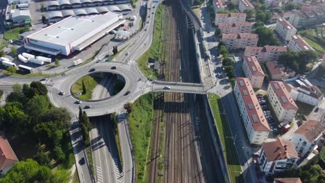 north portugal highway with, aerial view over the city of porto next to the stadium