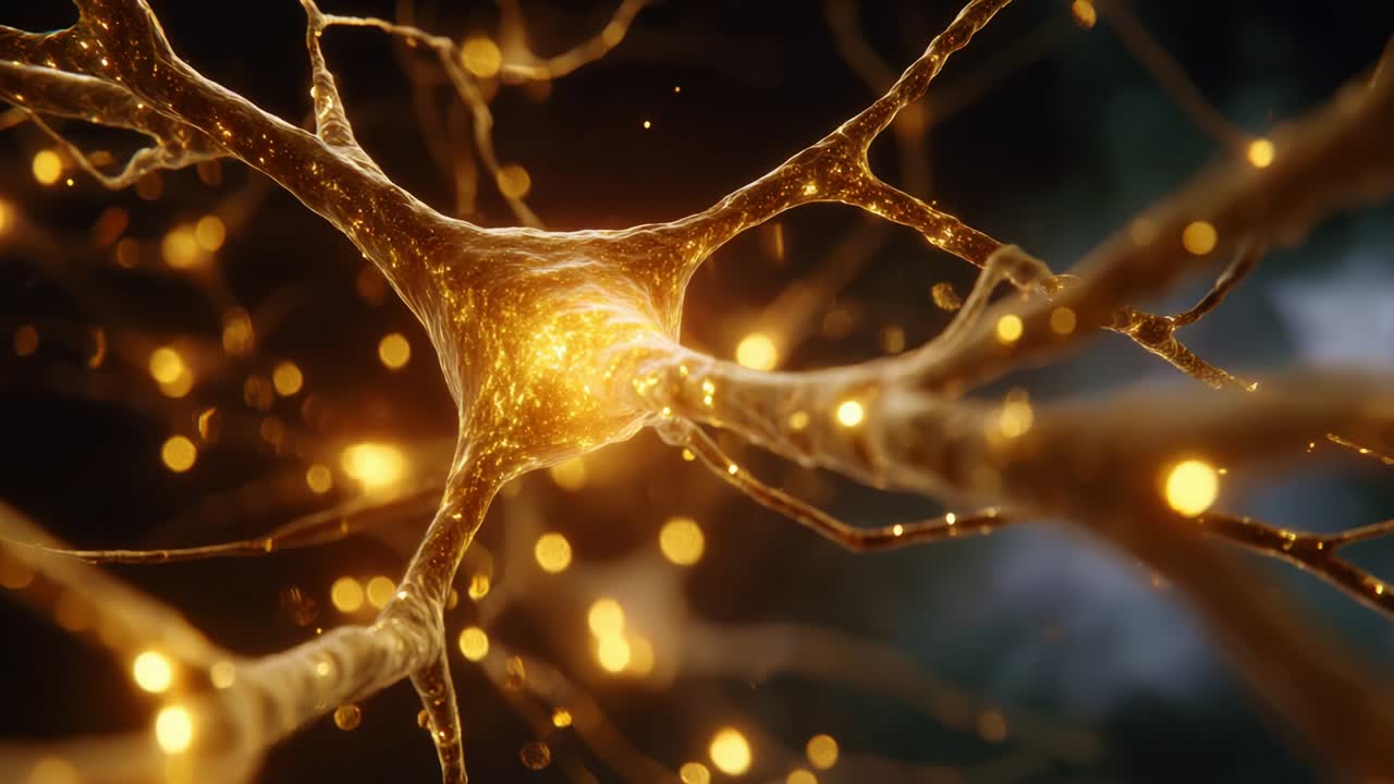 A Stunning Close-Up Visualization of Neurons Highlighting Their Intricate Structures and Bioluminescent Features, Emphasizing the Beauty and Complexity of Neural Networks in the Human Brain
