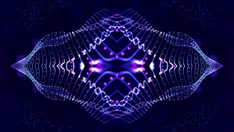 4k en bucle de ciencia ficción 3d fondo abstracto. partículas azules brillantes forman líneas, estructuras simétricas. para presentaciones de vacaciones, ceremonias como diseño de movimiento de bucle vj