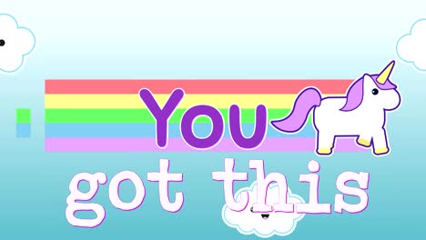animación de palabras que tienes esto apareciendo con unicornio 4k