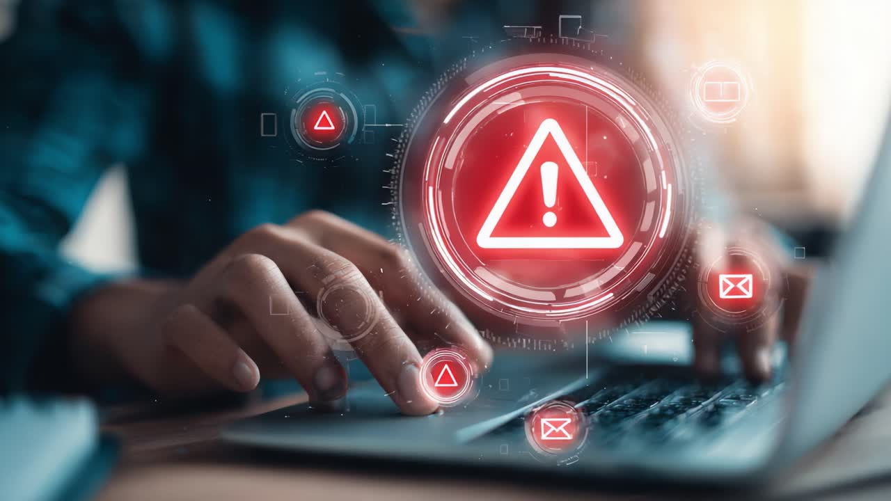 A Focused Individual Engaged in Digital Communication While Addressing Urgent Alerts on a Laptop, Highlighting the Importance of Cybersecurity Awareness and Responsiveness