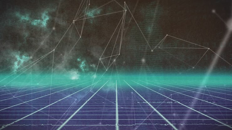 Animations of network of connections over blue grid