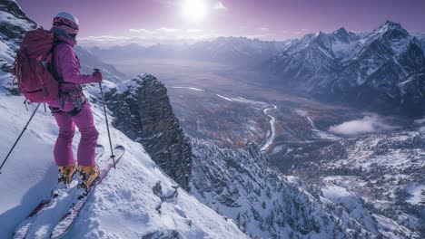 ski touring in the mountains