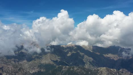 aerial view of monte doro in corsica france with rocky peak of famous mountains