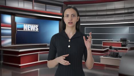 anfitriona india que entrega las noticias en la televisión