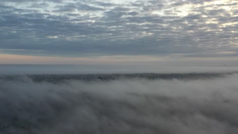 Heavy-fog-over-the-Nevezis-river-in-Kaunas-county,-Lithuania