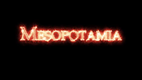 mesopotamia written with fire. loop