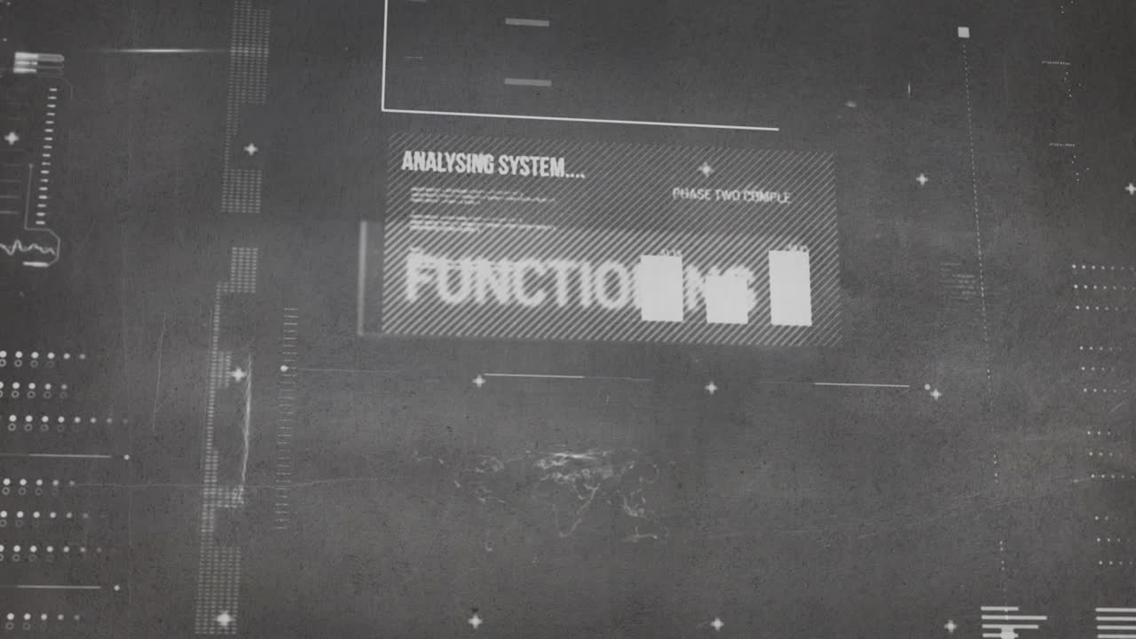 Animation of financial data processing over grey background