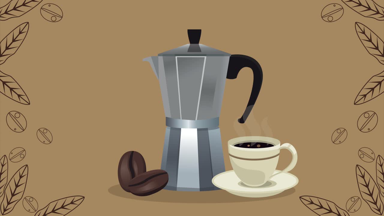 animación del delicioso utensilio de la tetera de café