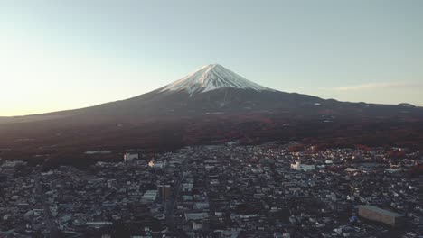 aerial view of mount fuji and a japanese city