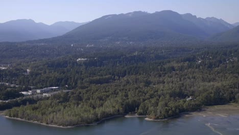 british columbia mountainous landscape, sunny day, aerial