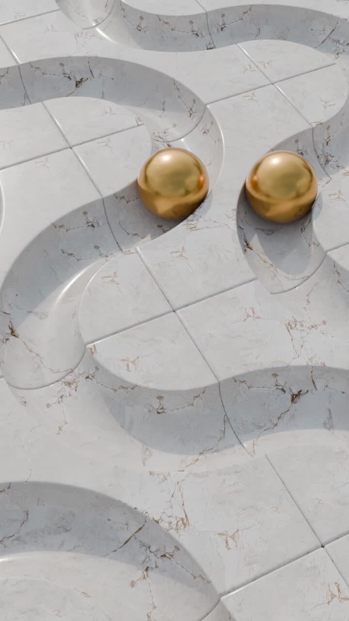 Abstract Marble Geometric Pattern with Gold Sphere