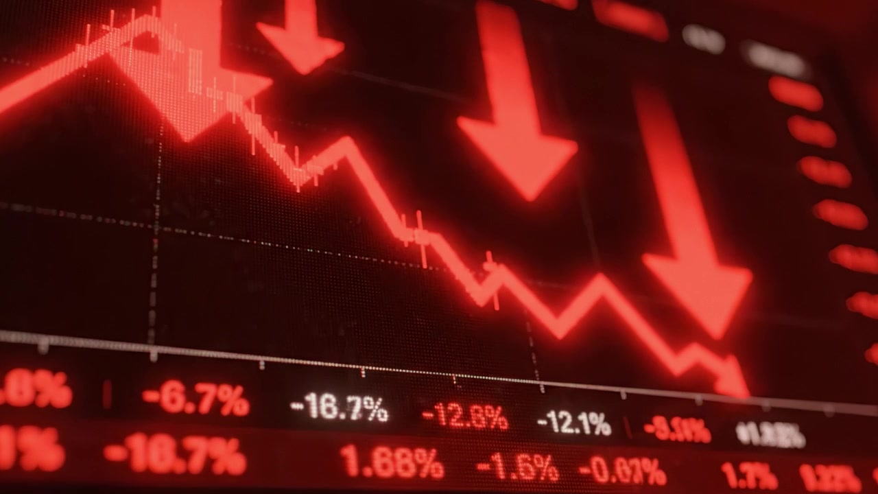 Visual Representation of a Significant Downtrend in Market Performance Captured Over Two Key Frames Highlighting Financial Metrics and Trends