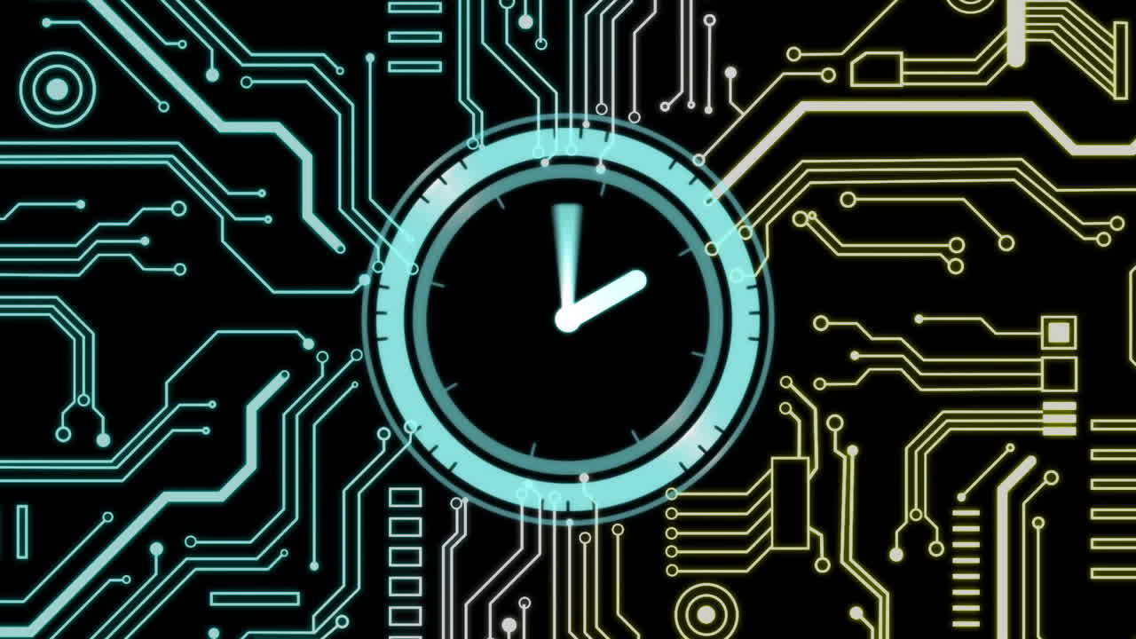 Animation of clock moving over network of connections