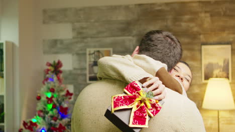 excited woman about her christmas gift