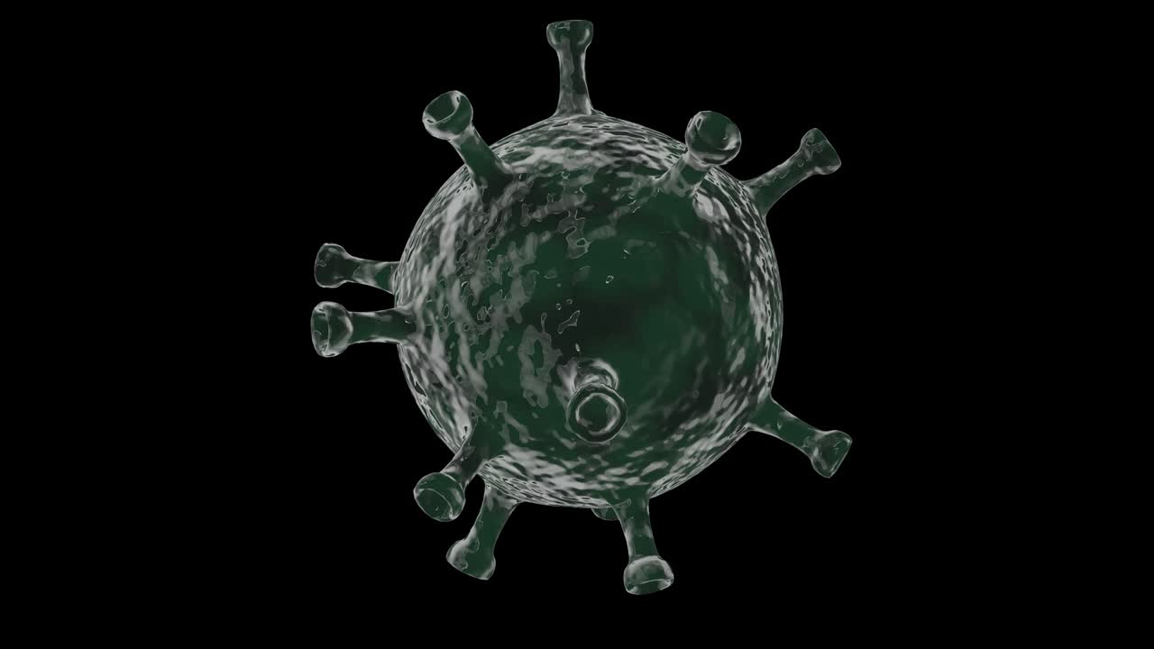 terrible virus verde está girando en transparente, 4k prores con alfa, bucle