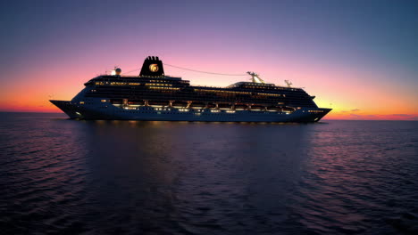 cruise ship at sunset